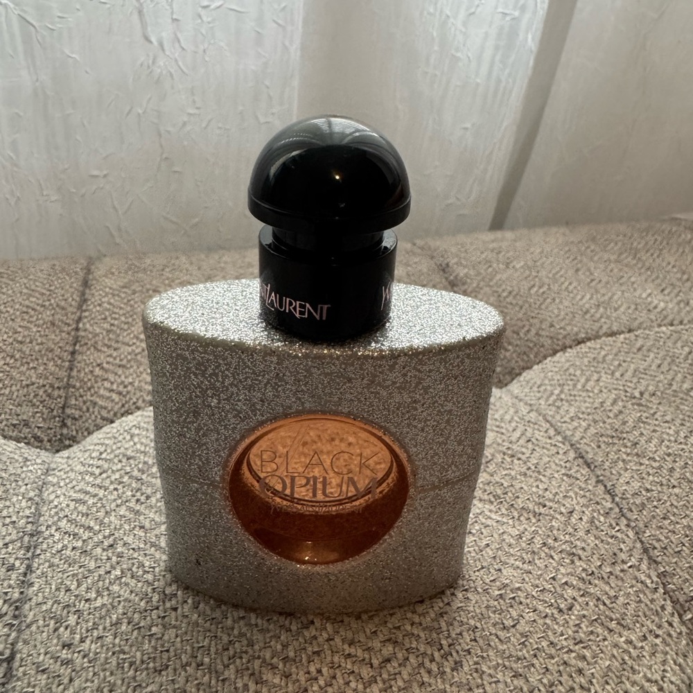 Yves Saint Laurent Silver and Black Perfume Bottle